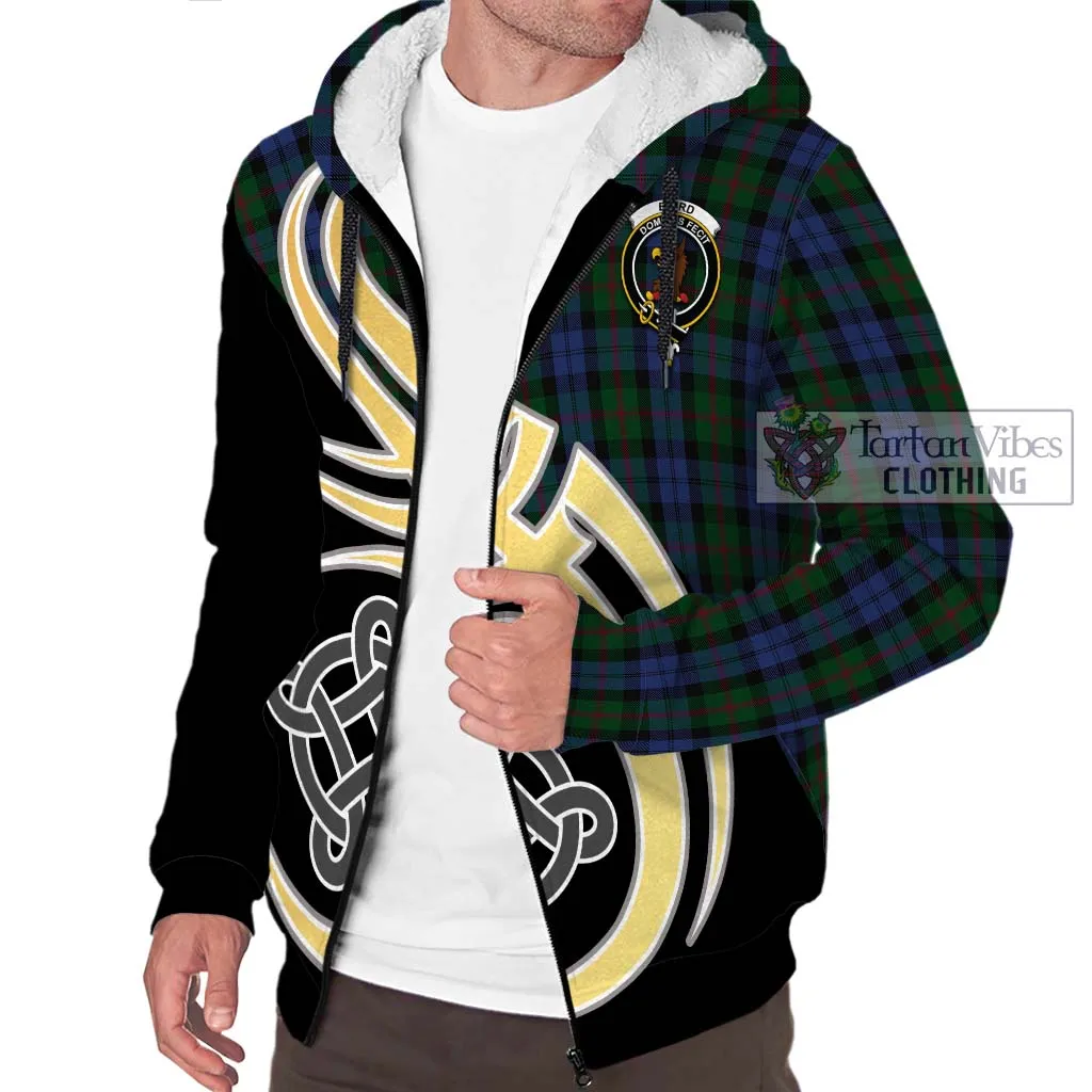 Baird Tartan Sherpa Hoodie with Family Crest and Celtic Symbol Style