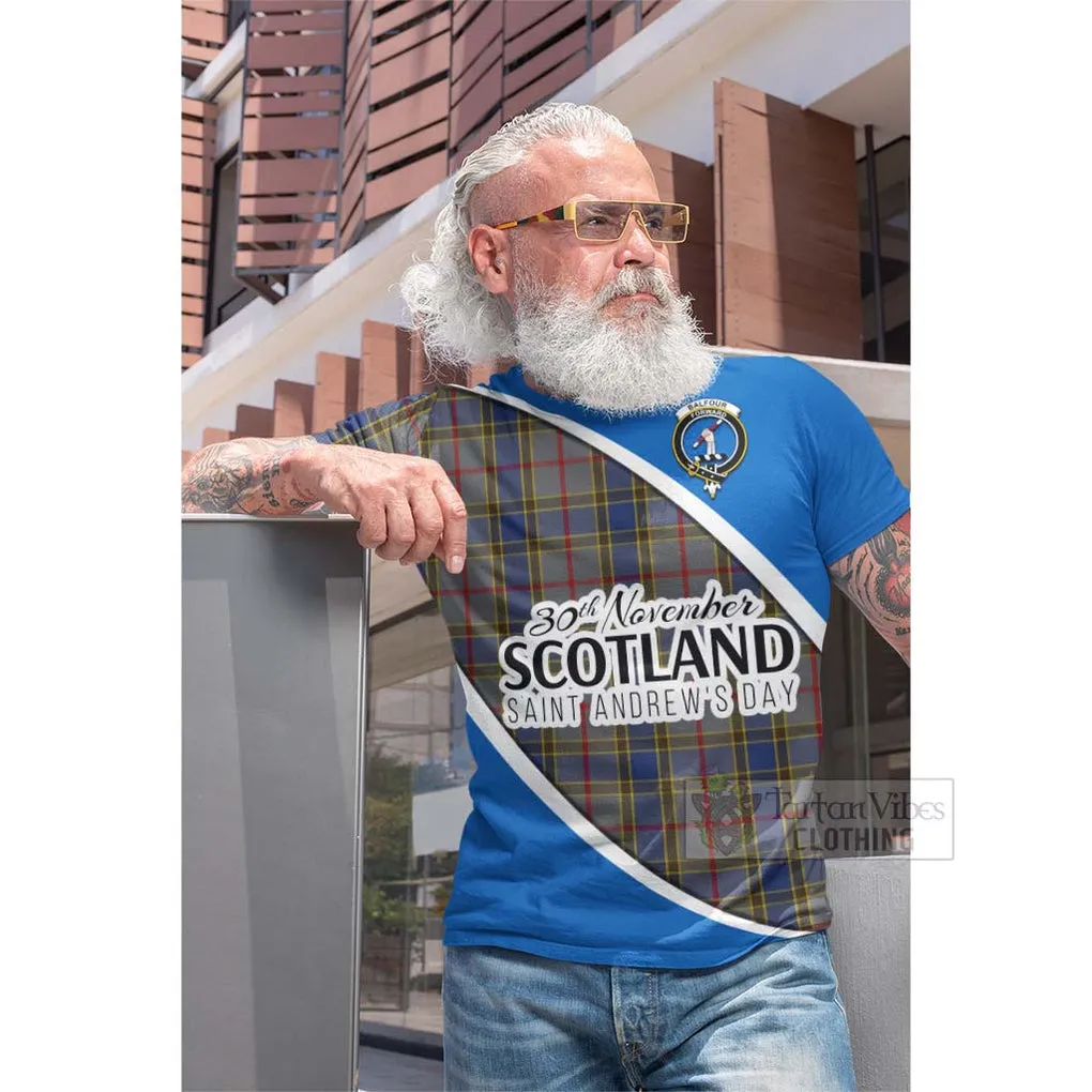 Balfour Family Crest Tartan Cotton T-shirt Celebrate Saint Andrew's Day in Style