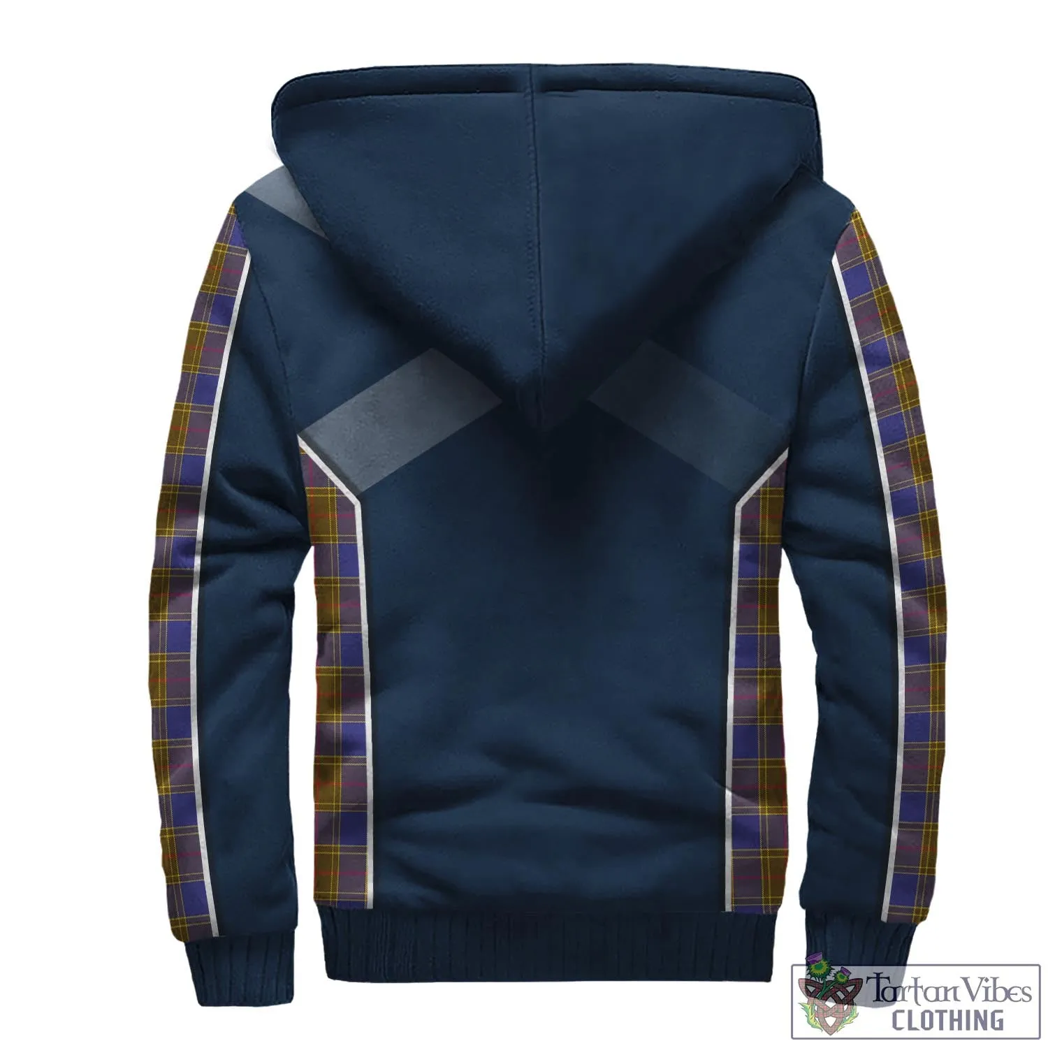 Balfour Tartan Sherpa Hoodie with Family Crest and Lion Rampant Vibes Sport Style