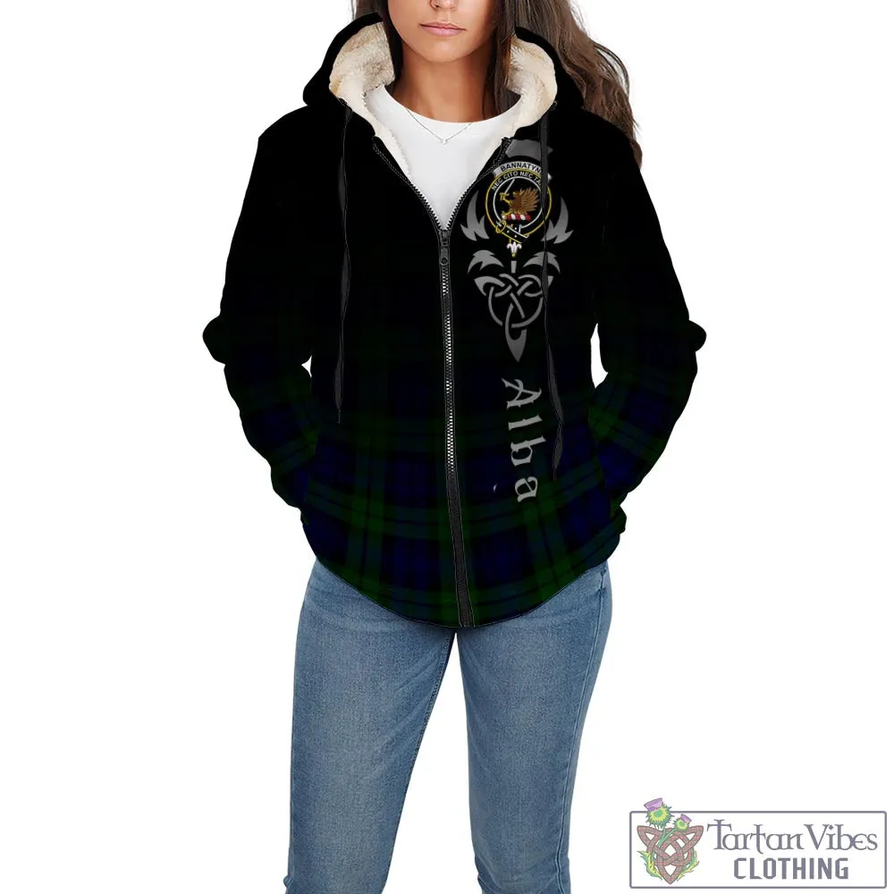 Bannatyne Tartan Sherpa Hoodie Featuring Alba Gu Brath Family Crest Celtic Inspired