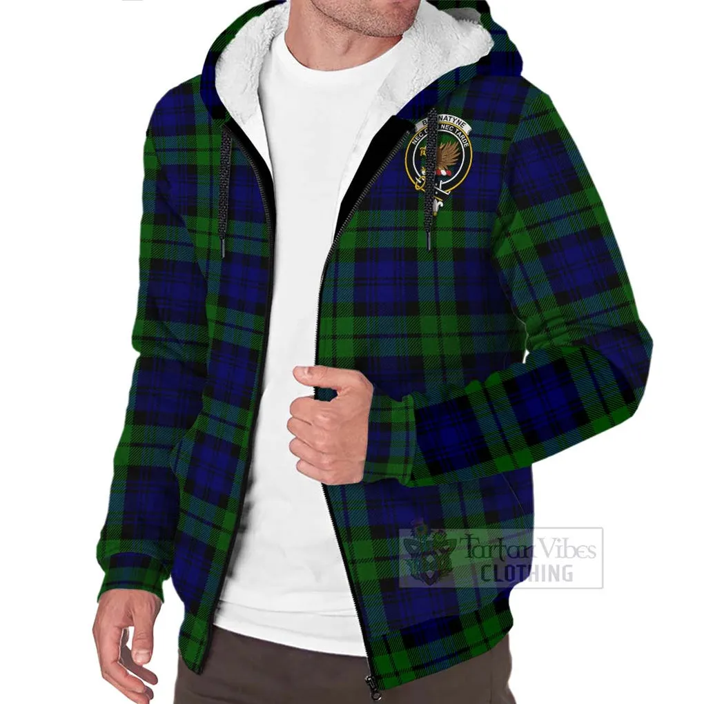 Bannatyne Tartan Sherpa Hoodie with Family Crest and Bearded Skull Holding Bottles of Whiskey