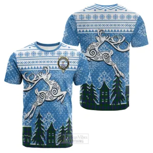 Barclay Clan Christmas Cotton T-shirt Celtic Reindeer Style