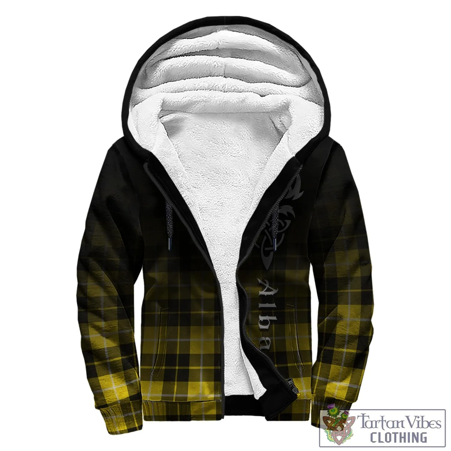 Barclay Dress Modern Tartan Sherpa Hoodie Featuring Alba Gu Brath Family Crest Celtic Inspired