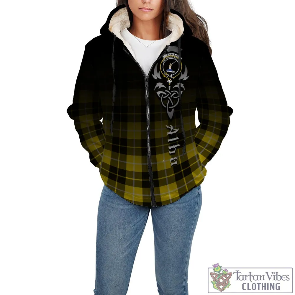 Barclay Dress Modern Tartan Sherpa Hoodie Featuring Alba Gu Brath Family Crest Celtic Inspired