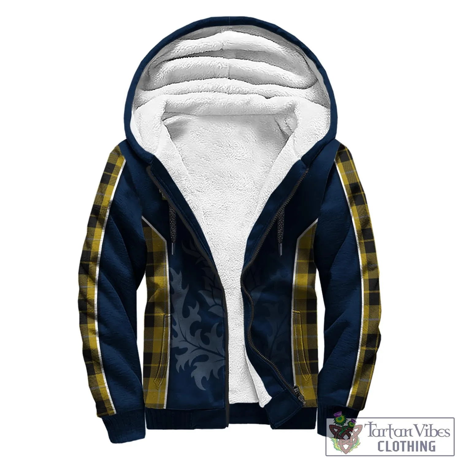 Barclay Dress Tartan Sherpa Hoodie with Family Crest and Scottish Thistle Vibes Sport Style