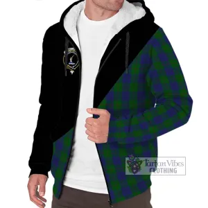 Barclay Tartan Sherpa Hoodie with Family Crest and Military Logo Style