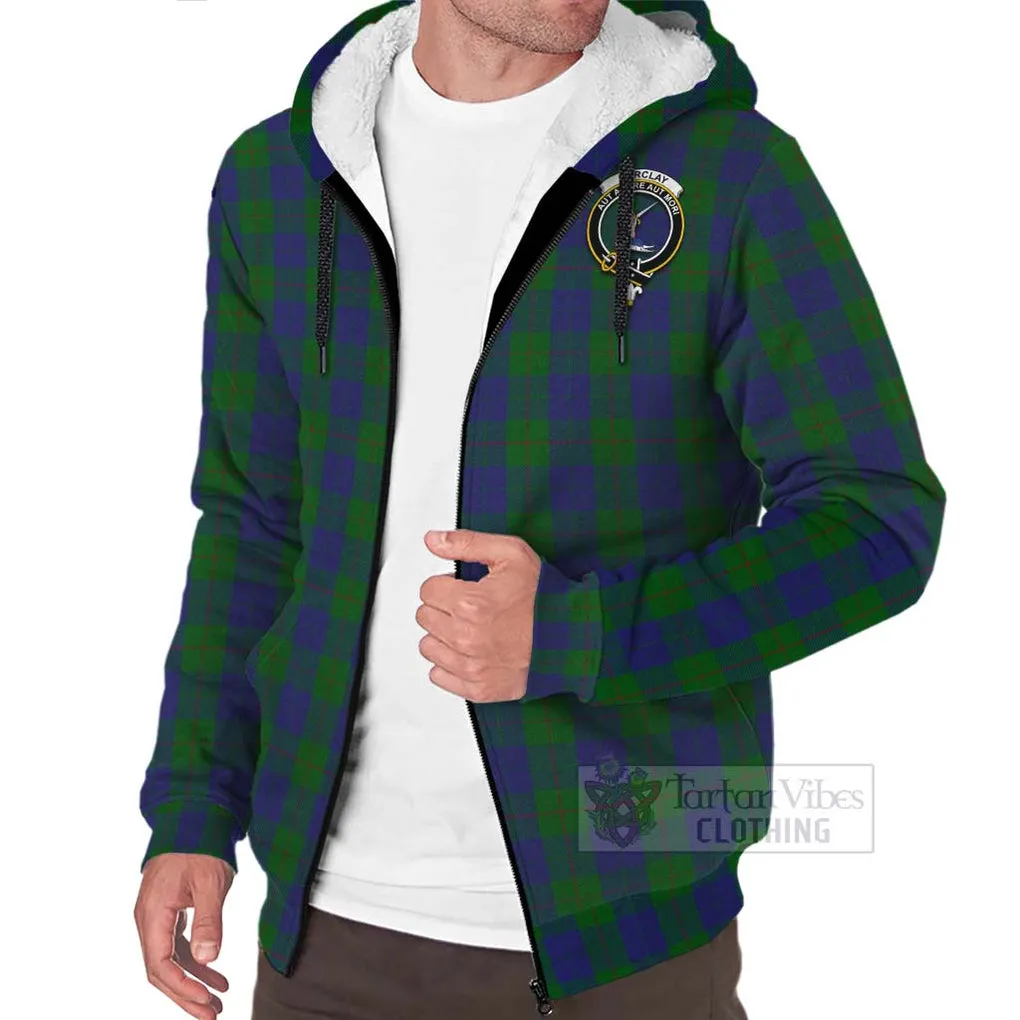 Barclay Tartan Sherpa Hoodie with Family Crest Celtic Skull Style