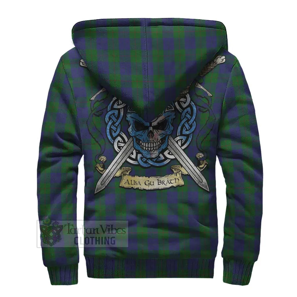 Barclay Tartan Sherpa Hoodie with Family Crest Celtic Skull Style