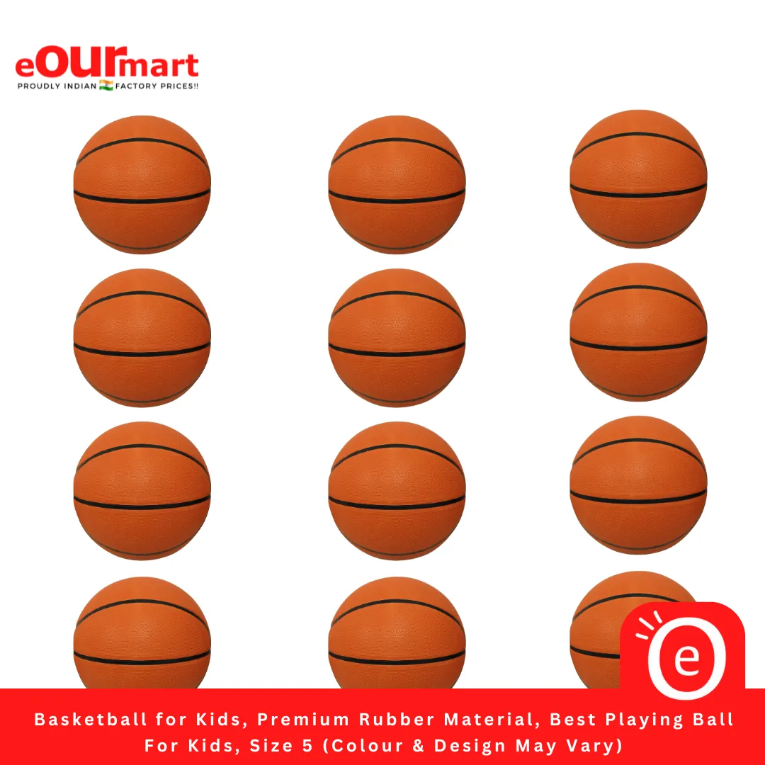 Basketball for Kids, Premium Rubber Material, Best Playing Ball For Kids, Size 5 No. (Colour & Design May Vary)