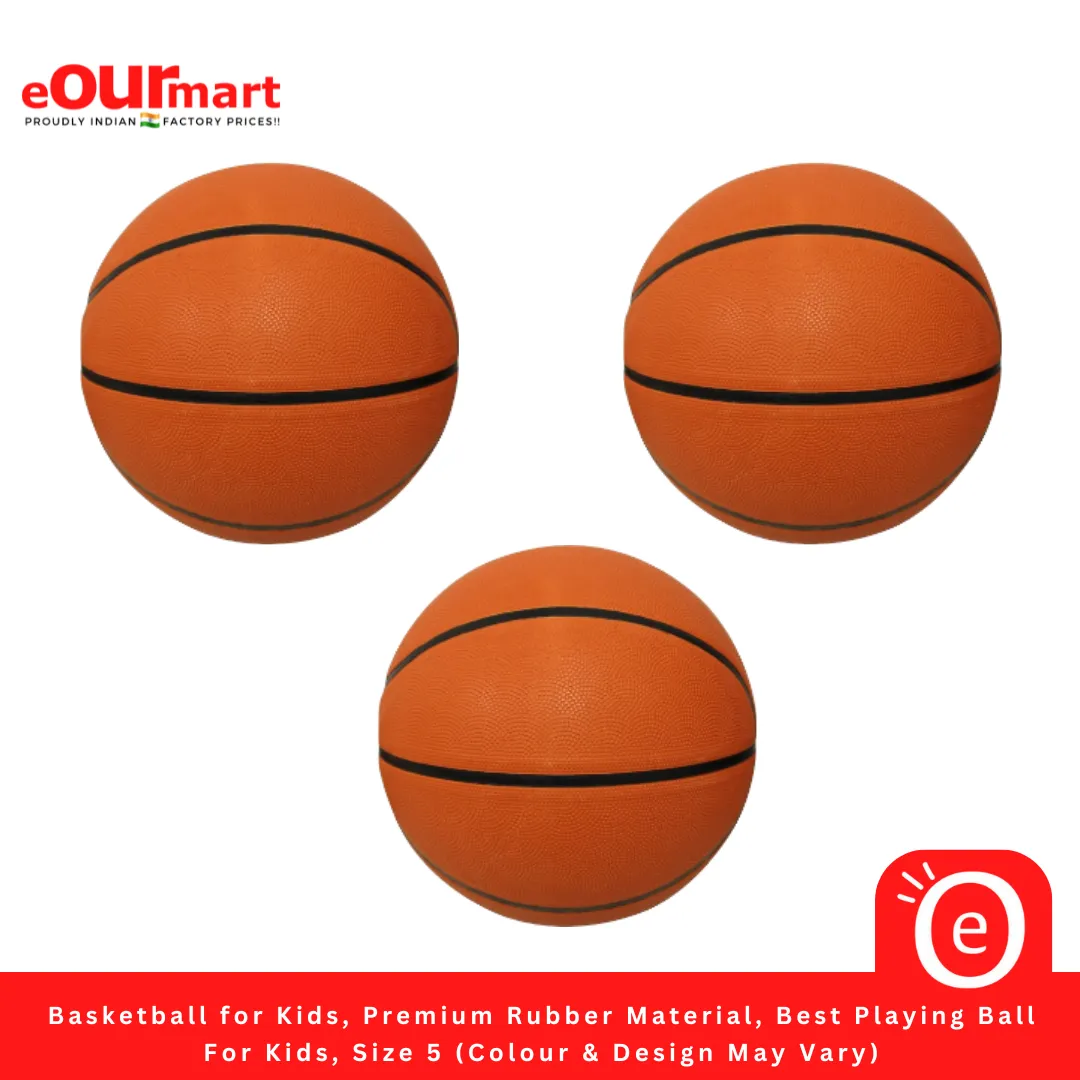 Basketball for Kids, Premium Rubber Material, Best Playing Ball For Kids, Size 5 No. (Colour & Design May Vary)