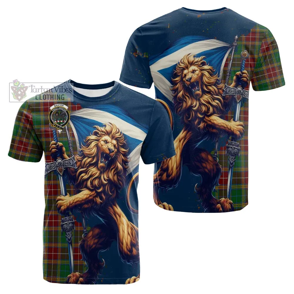 Baxter Tartan Family Crest Cotton T-shirt with Scottish Majestic Lion