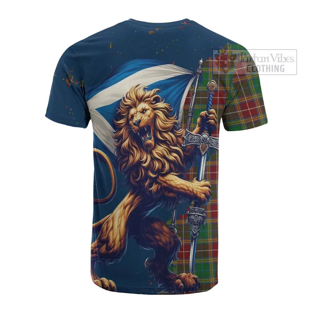 Baxter Tartan Family Crest Cotton T-shirt with Scottish Majestic Lion