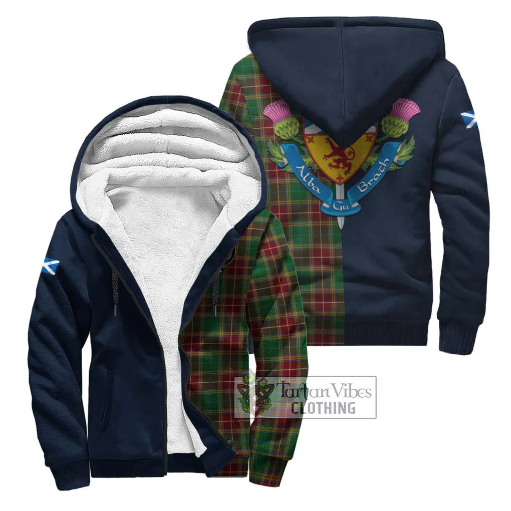 Baxter Tartan Sherpa Hoodie Alba with Scottish Lion Royal Arm Half Style