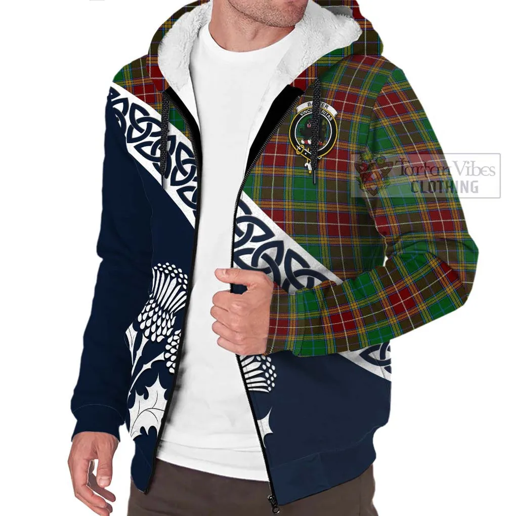 Baxter Tartan Sherpa Hoodie Featuring Thistle and Scotland Map