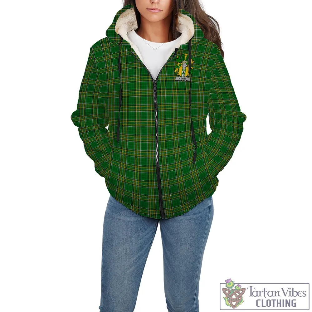 Beatty Irish Clan Tartan Sherpa Hoodie with Coat of Arms