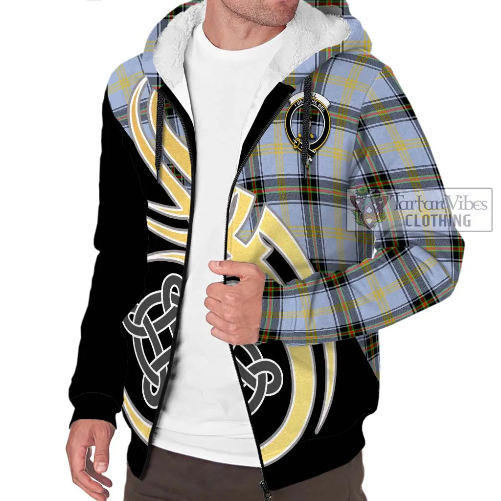 Bell of the Borders Tartan Sherpa Hoodie with Family Crest and Celtic Symbol Style