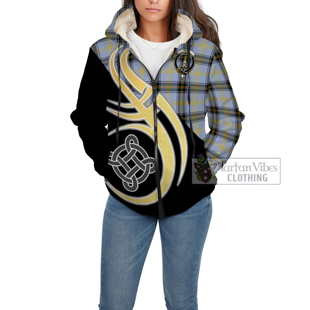 Bell of the Borders Tartan Sherpa Hoodie with Family Crest and Celtic Symbol Style