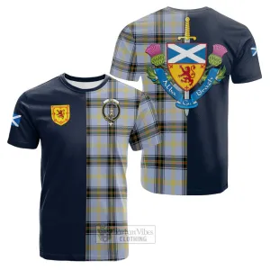 Bell Tartan Cotton T-shirt Alba with Scottish Lion Royal Arm Half Style