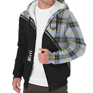 Bell Tartan Sherpa Hoodie with Family Crest Curve Style