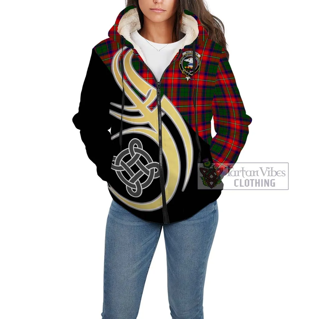 Belsches Tartan Sherpa Hoodie with Family Crest and Celtic Symbol Style