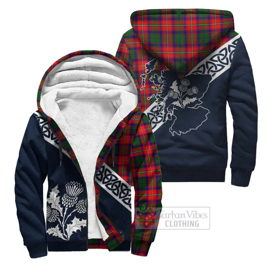 Belshes (Belsches) Tartan Sherpa Hoodie Featuring Thistle and Scotland Map