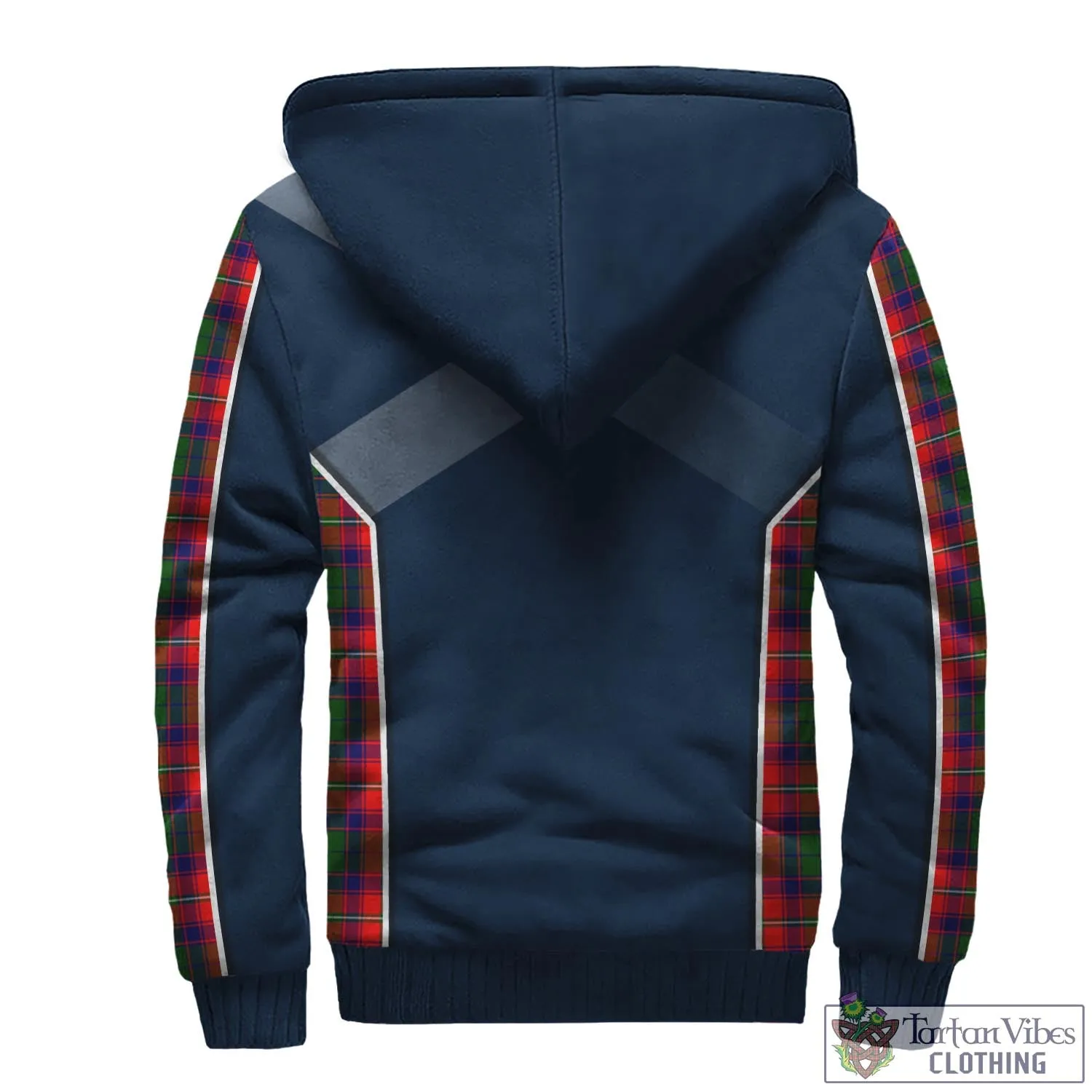 Belshes Tartan Sherpa Hoodie with Family Crest and Lion Rampant Vibes Sport Style