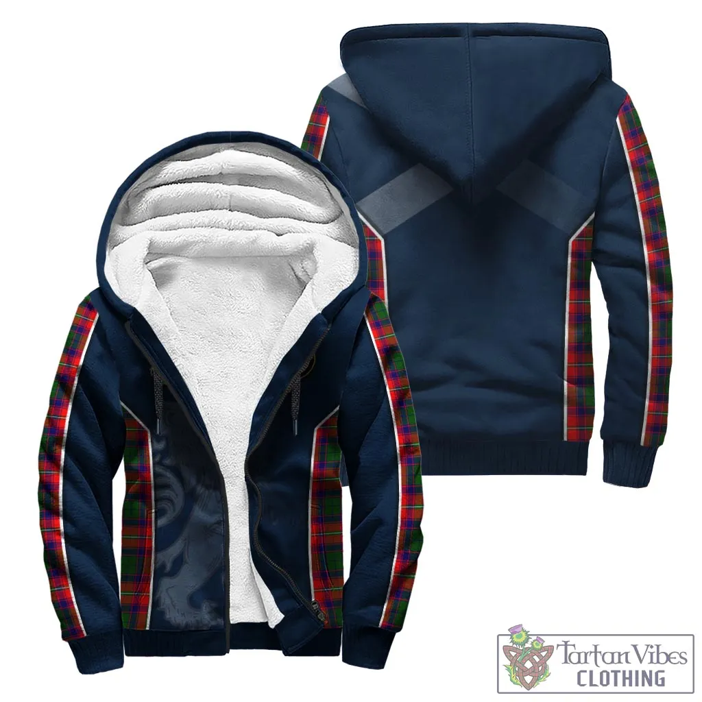 Belshes Tartan Sherpa Hoodie with Family Crest and Lion Rampant Vibes Sport Style