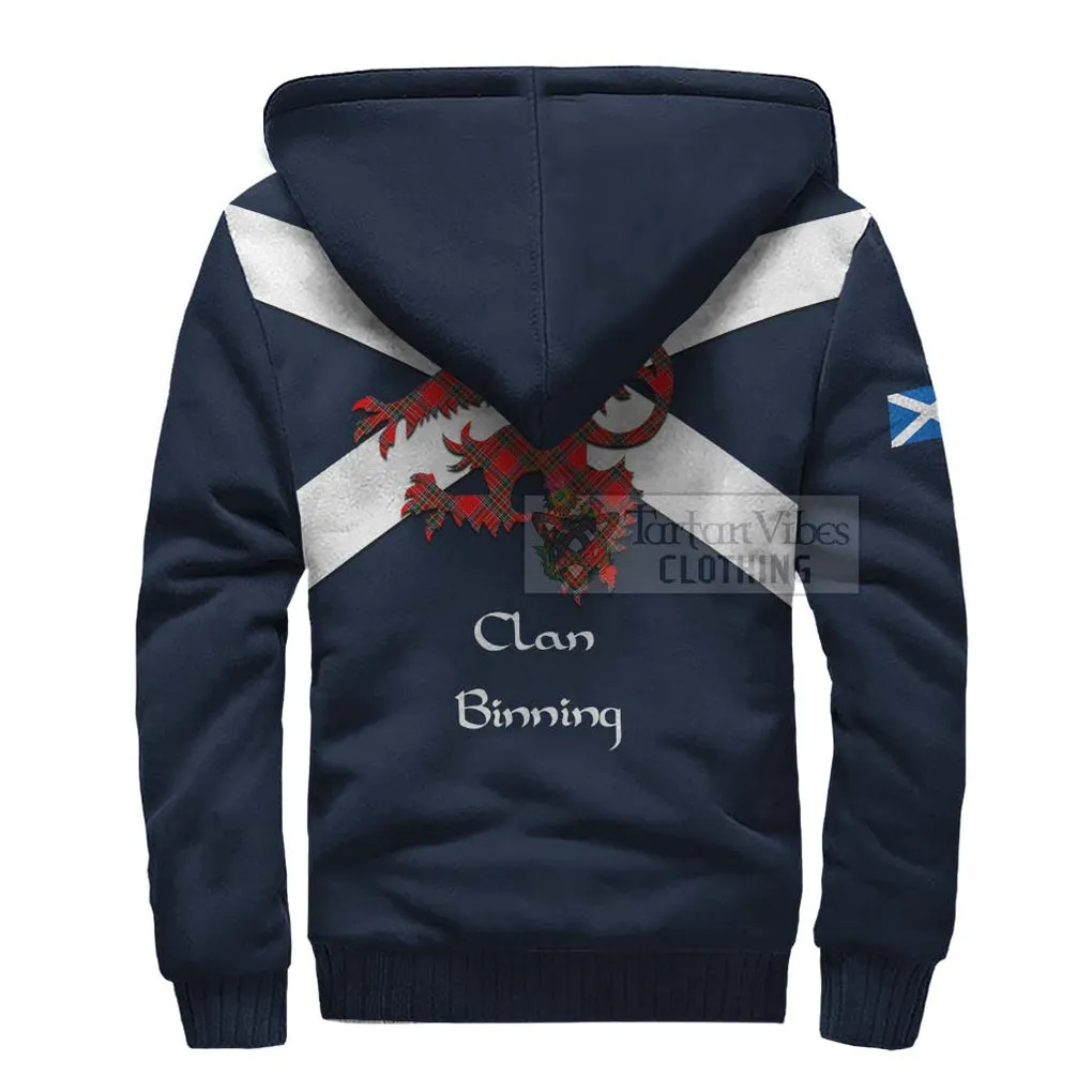 Binning Tartan Lion Rampant Sherpa Hoodie  Proudly Display Your Heritage with Alba Gu Brath and Clan Name