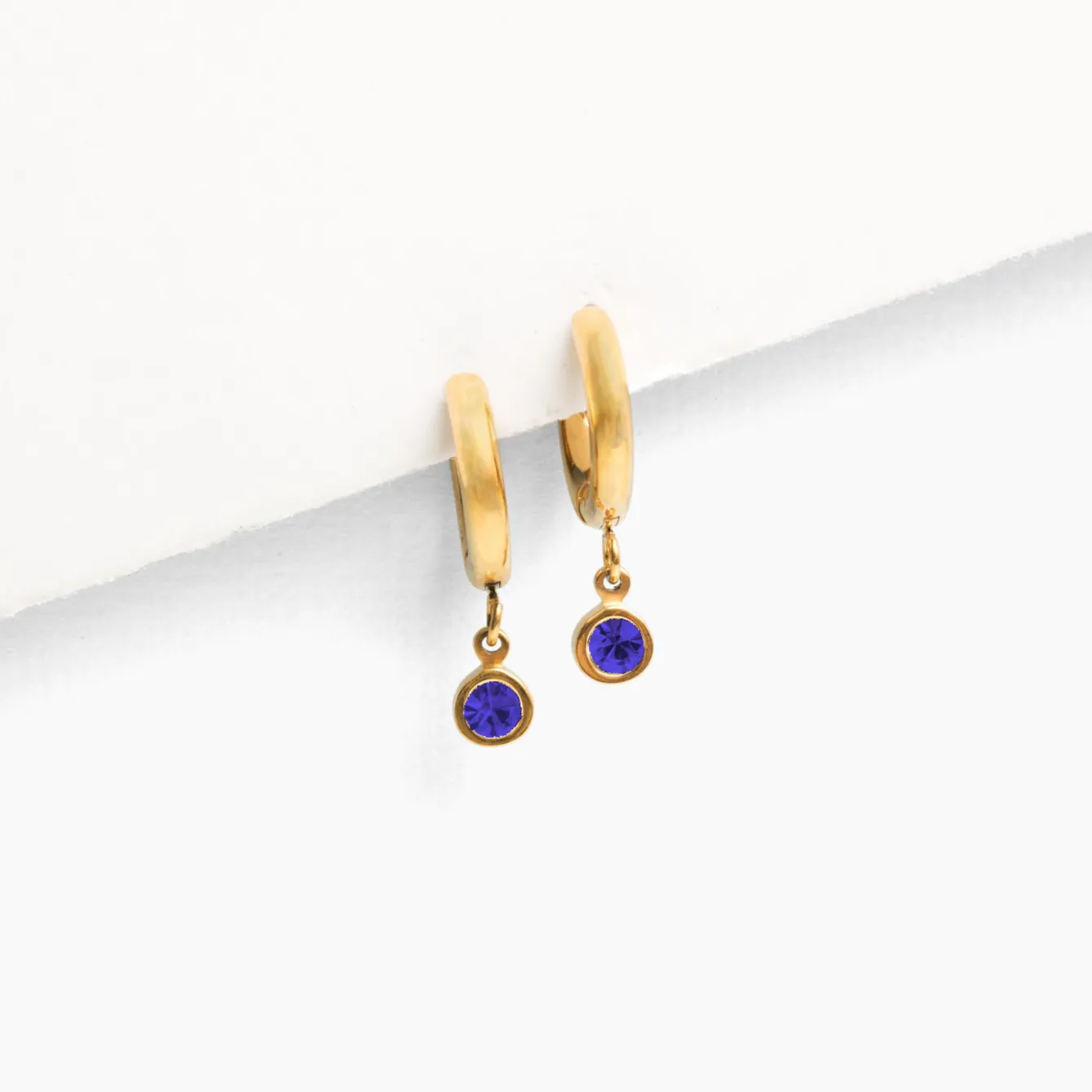 Birthstone Charm Hoop Earrings