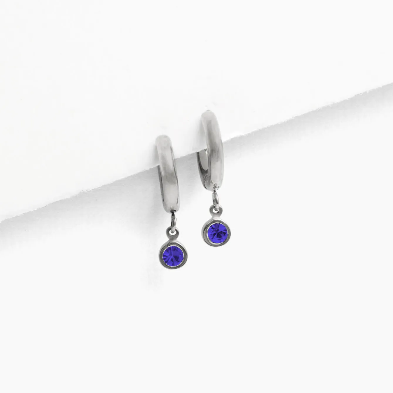 Birthstone Charm Hoop Earrings