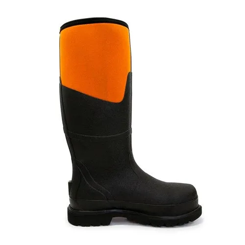 Bison Neoprene Safety Gumboot - Orange/Black