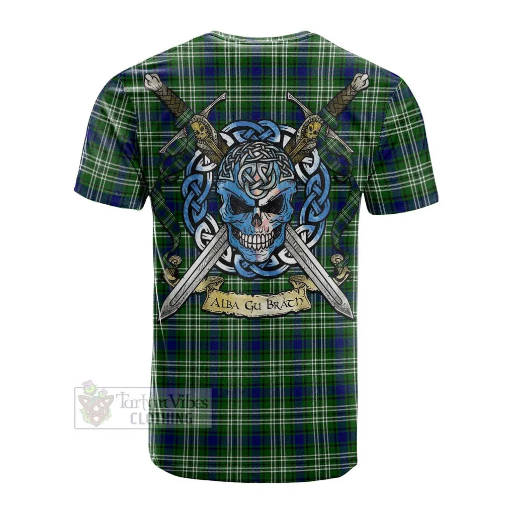 Blackadder Tartan Cotton T-shirt with Family Crest Celtic Skull Style