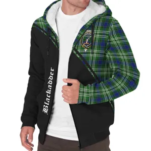 Blackadder Tartan Sherpa Hoodie with Family Crest Curve Style