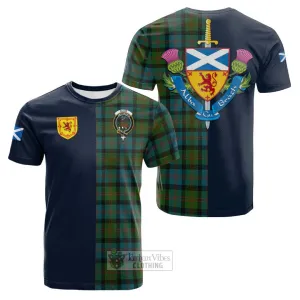 Blair Ancient Tartan Cotton T-shirt Alba with Scottish Lion Royal Arm Half Style