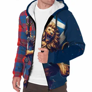 Blane Tartan Family Crest Sherpa Hoodie with Scottish Majestic Lion