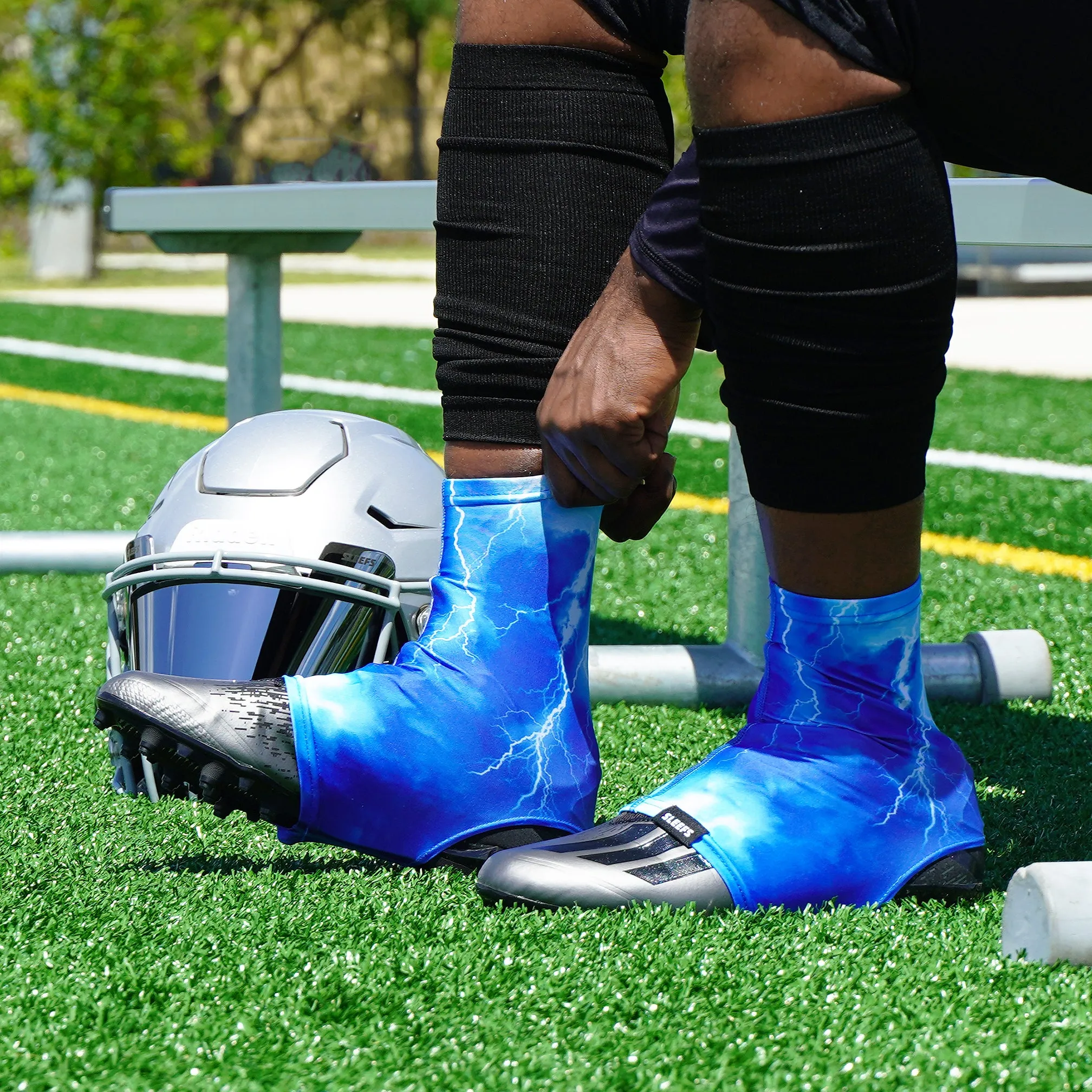 Blue Lightning Spats / Cleat Covers