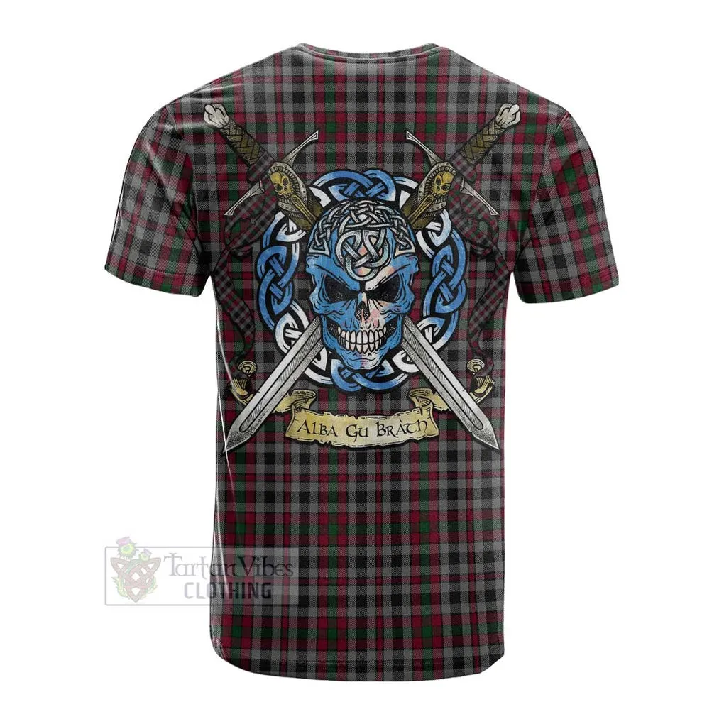 Borthwick Tartan Cotton T-shirt with Family Crest Celtic Skull Style