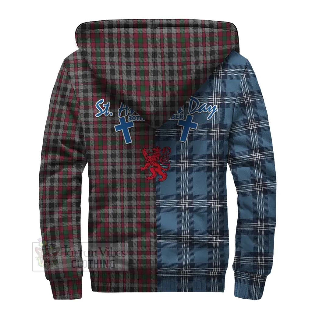 Borthwick Tartan Sherpa Hoodie Happy St. Andrew's Day Half Tartan Style