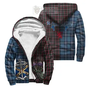 Borthwick Tartan Sherpa Hoodie Happy St. Andrew's Day Half Tartan Style