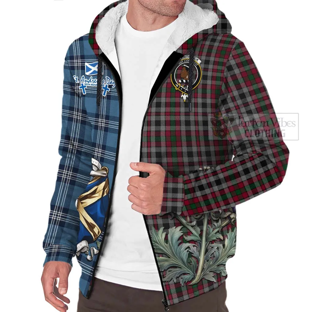 Borthwick Tartan Sherpa Hoodie Happy St. Andrew's Day Half Tartan Style