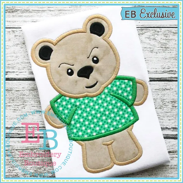 Boy Bear Mascot Applique