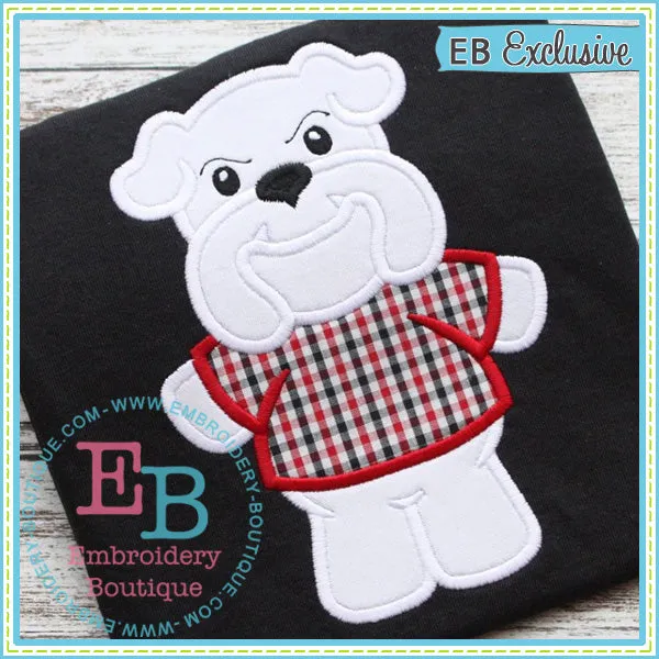 Boy Bulldog Mascot Applique