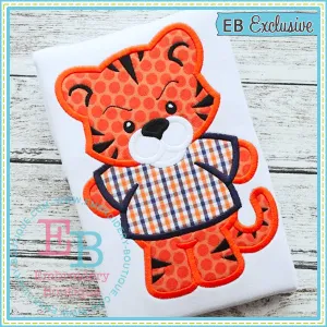 Boy Tiger Mascot Applique