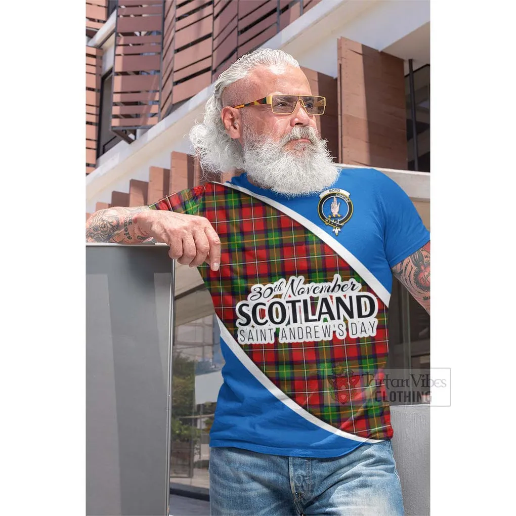 Boyd Family Crest Tartan Cotton T-shirt Celebrate Saint Andrew's Day in Style