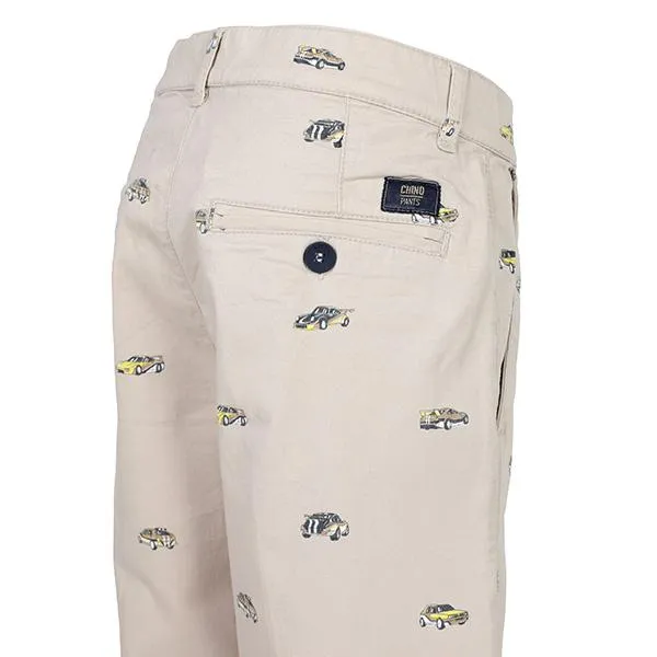 BOYS BEIGE CAR STAMPS SHORTS