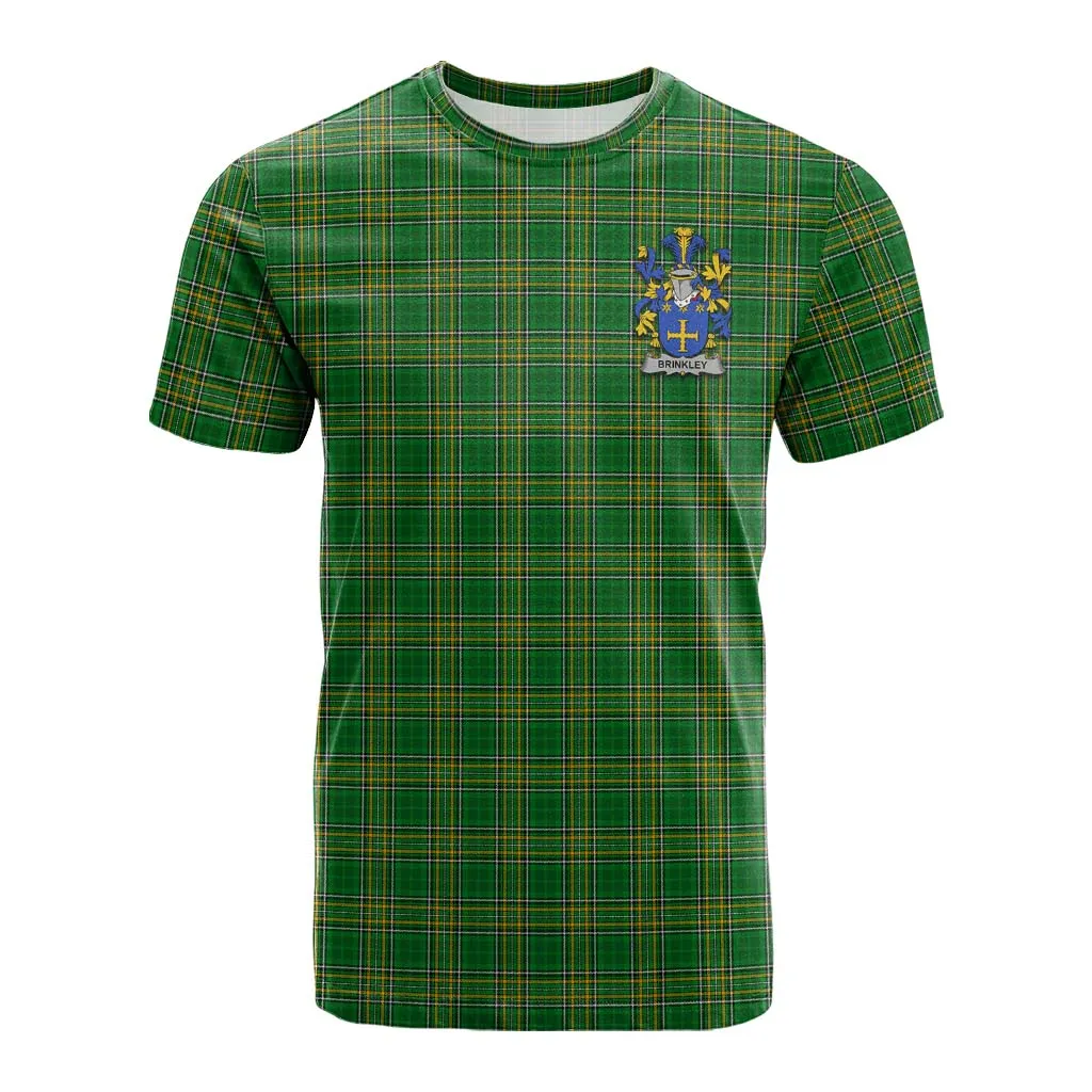 Brinkley Irish Clan Tartan Cotton T-shirt with Coat of Arms