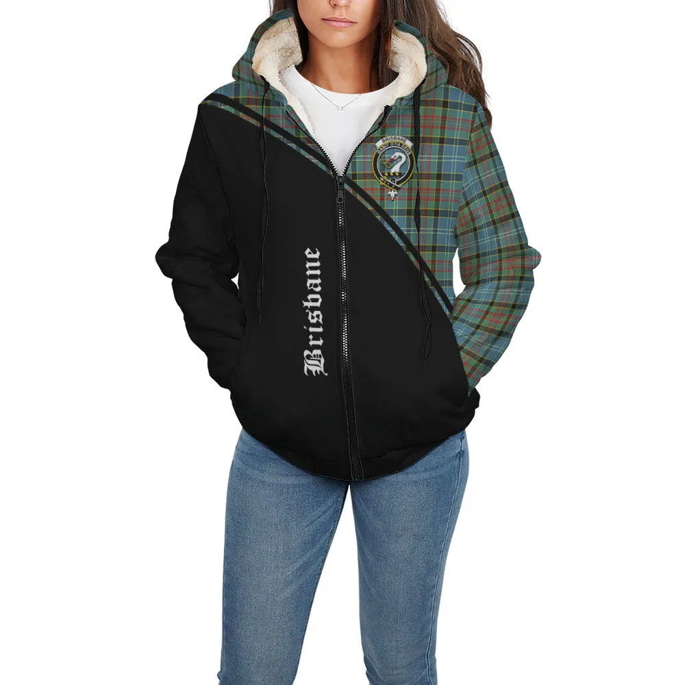 Brisbane Tartan Sherpa Hoodie with Family Crest Curve Style