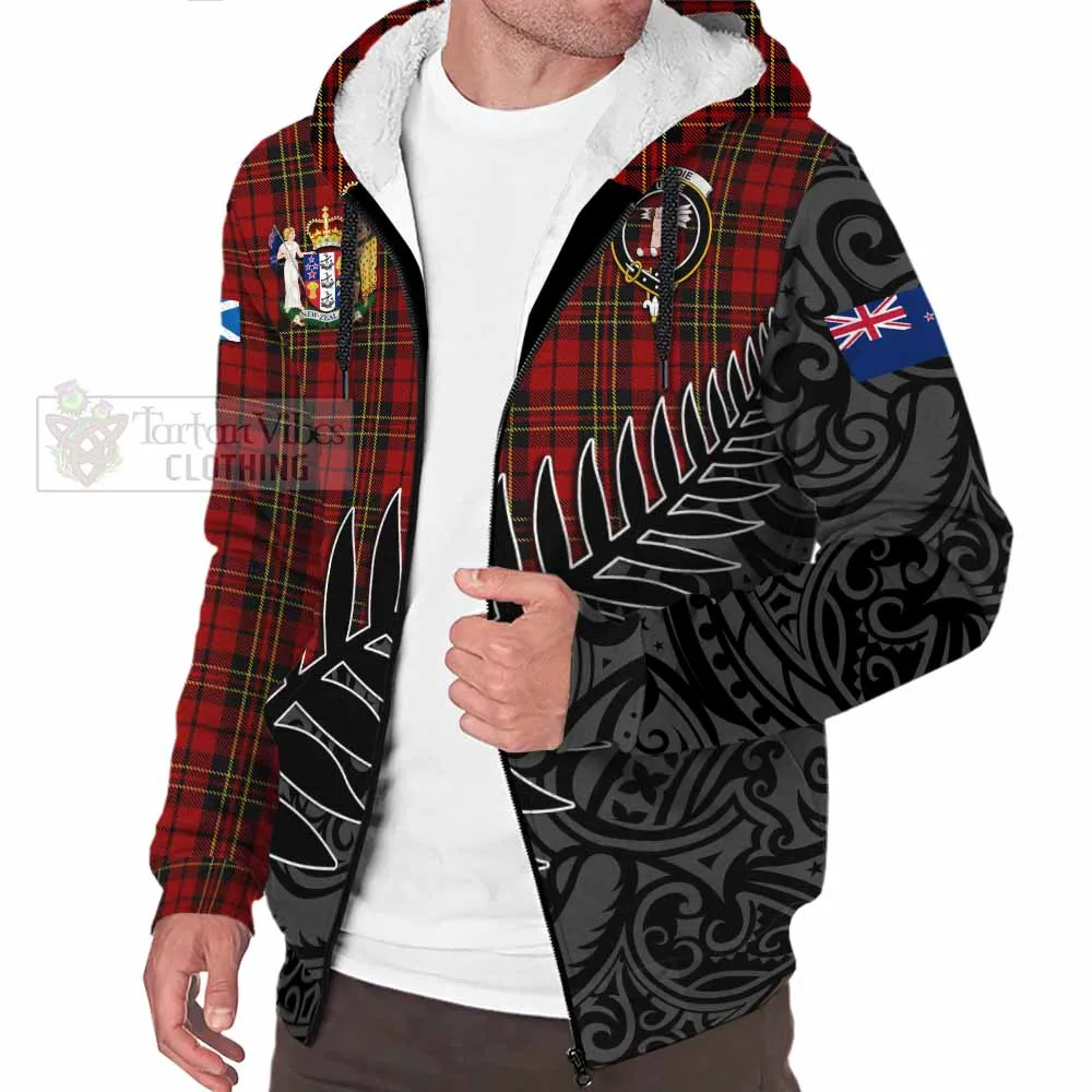 Brodie Crest Tartan Sherpa Hoodie with New Zealand Silver Fern Half Style