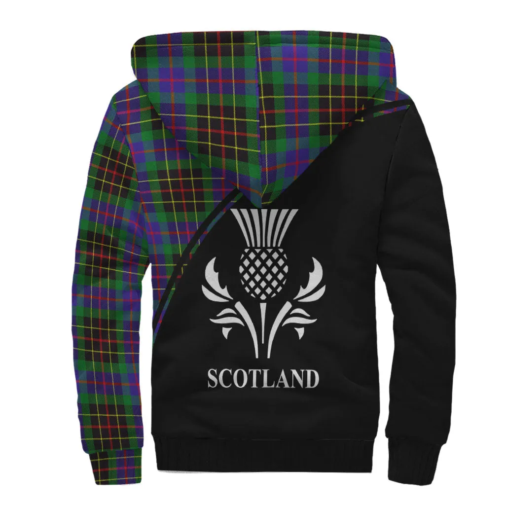 Brodie Hunting Modern Tartan Sherpa Hoodie with Family Crest Curve Style