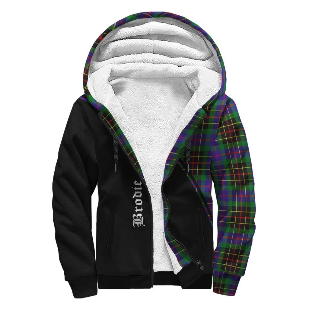 Brodie Hunting Modern Tartan Sherpa Hoodie with Family Crest Curve Style